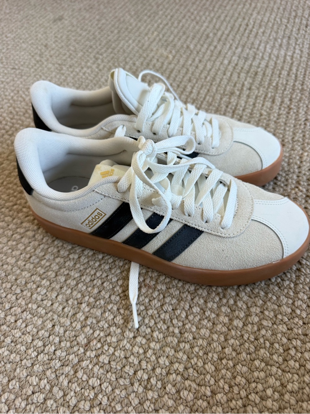 adidas Cream and Navy Casual Low-Top Sneakers with Gum Sole